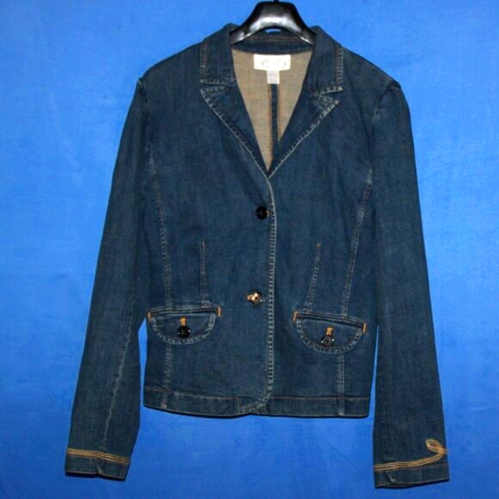 Casual Corner Annex Denim Blazer Jacket Stretch L